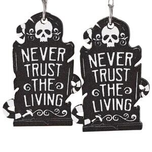 BEETLEJUICE Never Trust the Living Black Earrings Halloween Goth Whimsygoth